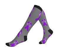 Calcetines De Compresión Cinta Morada De Concientización Sobre El Cáncer De Páncreas Deporte Socks Antideslizantes Medias Compresion Cómodos Adultos Medias Para Varicosas Atletismo Mujeres 50Cm