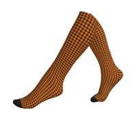 Calcetines de compresión con estampado de pata de gallo en negro y naranja para mujeres y hombres, 15-20 mmHg, soporte para enfermeras, viajes, correr, deportes, medias de compresión, calcetines de s