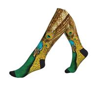 Calcetines de compresión con estampado de pavo real para hombres y mujeres, 15-20 mmhg, calcetines de circulación de soporte, para correr y deportes, 2 Negro-2, Altoa única