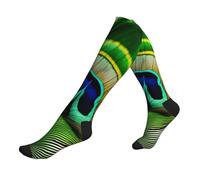 Calcetines de compresión con estampado de plumas de pavo real verde para hombres y mujeres, calcetines de circulación de soporte de 15-20 mmhg, para correr y deportes, 2 Negro-2, Altoa única
