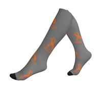 Calcetines De Compresión Concientización Sobre El Cáncer De Riñón Medias Compresion Antiampollas Deporte Socks Cómodos Calcetines Vuelos Para Mujeres Circulación 50Cm
