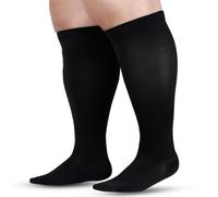 Calcetines de compresión de pantorrilla ancha para mujer y hombre, talla grande, para la rodilla, calcetines de alto soporte para mujer, Negro , 5XL