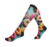 Calcetines De Compresión Donut Impreso Suaves Transpirables Calcetines La Bici, Para Entrenamiento, Deporte, Baloncesto, 50cm