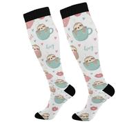 Calcetines De Compresión El Corazón De Los Perezosos Es Encantador Calcetines Vuelos Transpirables Medias Compresion Antiampollas Adultos Medias Para Mujeres Recuperación 50Cm
