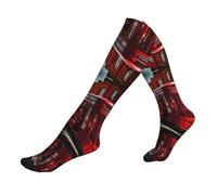 Calcetines De Compresión Estampado De La Calle Roja De Londres Medias Hasta La Rodilla Cómodos Medias Compresion Suaves Deporte Socks Para Recuperación Circulación 50Cm