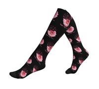 Calcetines De Compresión Flores De Lazo Rosa Flores Cáncer De Mama Suaves Deporte Socks Antiampollas Adultos Medias Para Mujeres Varicosas Atletismo Recuperación 50Cm