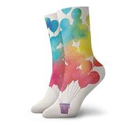 Calcetines De Compresión Globos De Acuarela Con Colores Del Arco Iris, Lindas Formas De Corazón, Alegres Y Felices. Calcetines Deportivos Cómodo Hombres Calcetiness 40 Cm