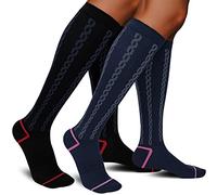 Calcetines de compresión graduados médicos para hombres y mujeres de 30 a 40 mmHg-2 Pack de calcetines de circulación hasta la rodilla de apoyo extra firme