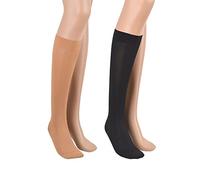 Calcetines de Compresión Hasta la Rodilla ASSISTICA® de 23-32 mmHg con Punta Cerrada, Medias de Soporte Médica de Clase 2 para Hombres y Mujeres (S, 158-170 cm, Beige)