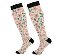 Calcetines De Compresión Las Flores Florecen Antideslizantes Medias Compresion Antiampollas Deporte Socks Para Soporte Enfermera Varicosas Atletismo Circulación 50Cm