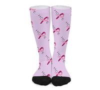 Calcetines De Compresión Lazo Rosa - Concientización Sobre El Cáncer De Mama Suaves Divertidos Calcetines Atléticos, Para Caminar, Senderismo, Entrenamiento, 50cm