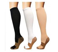 Calcetines de Compresión Mujeres Hombres Calcetines Hasta la Rodilla de 15-20 mmHg para Varices, Edema, Viajes, Vuelo, Calcetines de Soporte Deportivo (3 Pares),S/M