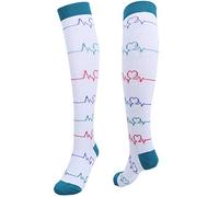 Calcetines de compresión para correr, Calcetines de compresión deportivos, Moda para vestir Fibra acrílica Estable Durable para entrenar Correr(White wavy line)