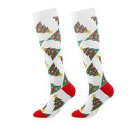 Calcetines de compresión para hombre y mujer, hasta la rodilla, con estampado navideño, medias de presión cálidas, medias de policía, A partir de, L
