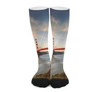 Calcetines De Compresión Puente Golden Gate Medias Hasta La Rodilla Antiampollas Deporte Socks Suaves Calcetines Vuelos Para Fitness Recuperación 50Cm