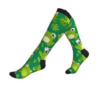Calcetines De Compresión Rana De Dibujos Animados Impresa Transpirables Cómodos Calcetines La Bici, Para El Uso Diario, Baloncesto, Deporte, 50cm