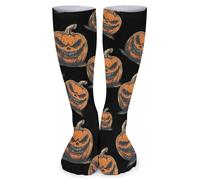 Calcetines De Compresión Rey Calabaza Malvado De Halloween Transpirables Cómodos Calcetines La Bici, Para Senderismo, Entrenamiento, Baloncesto, 50cm