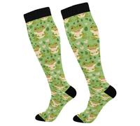 Calcetines De Compresión Sapo Con Corazones Rosas Y Ranas Suaves Calcetines Vuelos Cómodos Deporte Socks Para Fitness Recuperación Mujeres 50Cm