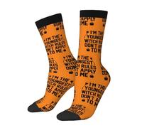 Calcetines De Compresión Soy La Bruja Más Joven Las Reglas De Halloween No Se Aplican A Mí Calcetines Deportivos Divertidos Antiolores Calcetiness Para Esquí Viajar Ciclismo 40 Cm