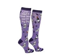Calcetines de compresión unisex con texto en inglés "I Just Want To Drink Wine And Pet My Dog" para mujeres y hombres, Drink Wine And Pet My Dog, talla nica