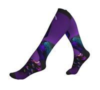 Calcetines de correr con estampado de pavo real morado, para uso diario, para hombres y mujeres, calcetines deportivos para atletas, 3 Negro, talla única