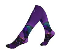 Calcetines de correr con estampado de pavo real morado, para uso diario, para hombres y mujeres, calcetines deportivos para atletas, 1 Negro, talla nica