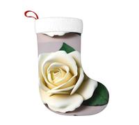 Calcetines de decoración de Navidad, color crema WHJSSF con estampado de rosas desgastadas, decoración del hogar, suaves y cómodos para oficina, árbol de Navidad, chimenea