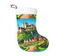 Calcetines de decoración de Navidad con diseño de ciudad de cuento de hadas de WHJSSF para decoración del hogar, suaves y cómodos para oficina, árbol de Navidad, chimenea