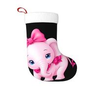 Calcetines de decoración de Navidad con diseño de elefante rosa con lazo impreso para decoración del hogar, suaves y cómodos para oficina, árbol de Navidad, chimenea