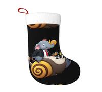 Calcetines de decoración de Navidad con diseño de elefante y pingüino montando un caracol HJFCZH para decoración del hogar, suaves y cómodos para oficina, árbol de Navidad, chimenea