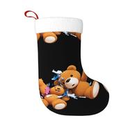 Calcetines de decoración de Navidad con diseño de oso roto de HJFCZH para decoración del hogar, suaves y cómodos para oficina, árbol de Navidad, chimenea