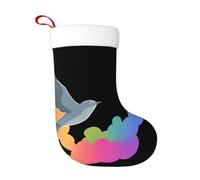 Calcetines de decoración de Navidad con diseño de palomas voladoras de HJFCZH entre nubes coloridas, decoración del hogar, suaves y cómodos para oficina, árbol de Navidad, chimenea