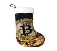 Calcetines de decoración de Navidad con patrón de Bitcoin WHJSHOP para decoración del hogar, suaves y cómodos para oficina, árbol de Navidad, chimenea