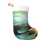 Calcetines de decoración de Navidad con texto en inglés "WHJSSF Little Bridge in the East", decoración del hogar, suaves y cómodos para oficina, árbol de Navidad, chimenea