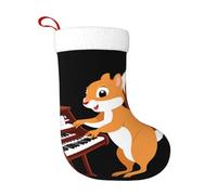 Calcetines de decoración de Navidad con texto en inglés "WHJSSF Little Squirrel Playing The Organ", decoración del hogar, suaves y cómodos para oficina, árbol de Navidad, chimenea