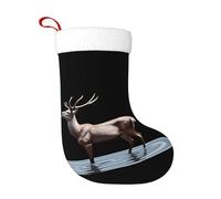 Calcetines de decoración de Navidad, diseño de alce HJFCZH pisando el agua, decoración del hogar, suaves y cómodos para oficina, árbol de Navidad, chimenea