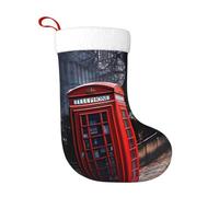 Calcetines de decoración de Navidad, diseño de cabina telefónica roja de Londres, decoración del hogar, suaves y cómodos para oficina, árbol de Navidad, chimenea