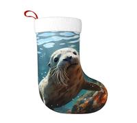 Calcetines de decoración de Navidad, diseño de cachorro de sello HJFCZH en agua, decoración del hogar, suaves y cómodos para oficina, árbol de Navidad, chimenea