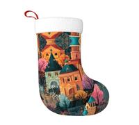 Calcetines de decoración de Navidad, diseño de ciudad de cuento de hadas de HJFCZH para decoración del hogar, suaves y cómodos para oficina, árbol de Navidad, chimenea