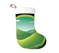 Calcetines de decoración de Navidad, diseño de colinas verdes en un círculo, decoración del hogar, suaves y cómodos para oficina, árbol de Navidad, chimenea