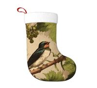 Calcetines de decoración de Navidad, diseño de WHJSSF Swallow on the Vine para decoración del hogar, suaves y cómodos para oficina, árbol de Navidad, chimenea