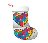 Calcetines de decoración de Navidad HJFCZH para concienciación sobre el autismo, piezas de rompecabezas, impresiones de corazón, decoración del hogar, suaves y cómodos para oficina, árbol de Navidad