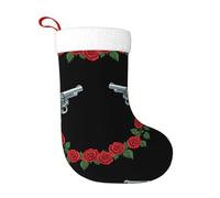 Calcetines de decoración de Navidad WHJSHOP con diseño de pistolas y rosas gemelas para decoración del hogar, suaves y cómodos para oficina, árbol de Navidad, chimenea