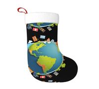 Calcetines de decoración de Navidad WHJSHOP Travel Around the World con patrón de sueños, decoración del hogar, suaves y cómodos para oficina, árbol de Navidad, chimenea