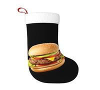 Calcetines de decoración de Navidad WHJSSF Deliciosas hamburguesas de carne de res impresos, decoración del hogar, suaves y cómodos para oficina, árbol de Navidad, chimenea