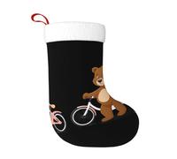 Calcetines de decoración navideña con texto en inglés "WHJSSF Little Brown Bear" junto a la bicicleta, decoración del hogar, suaves y cómodos para oficina, árbol de Navidad, chimenea