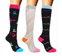 Calcetines de esquí genéricos para hombre 3 pares de calcetines de compresión para hombres y mujeres, calcetines de apoyo coloridos para deporte, vuelo, correr, ciclismo zapatos de terciopelo, gris, L