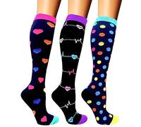 Calcetines de esquí genéricos para hombre 3 pares de calcetines de compresión para hombres y mujeres, calcetines de apoyo coloridos para deporte, vuelo, correr, ciclismo zapatos de terciopelo, morado