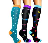 Calcetines de esquí genéricos para hombre 3 pares de calcetines de compresión para hombres y mujeres, calcetines de apoyo coloridos para deporte, vuelo, correr, ciclismo zapatos de terciopelo, naranja