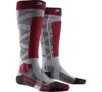 Calcetines de esquí X-Socks Rider Silver 4.0 (gris piedra mlange/ciruela) para mujer